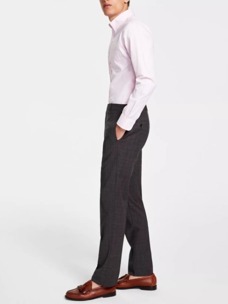 B By Brooks Brothers Men's Classic-Fit Wool Blend Suit Pant Brown Plaid 34x30